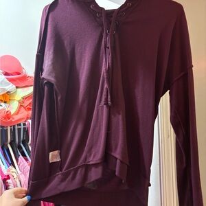 Lace-Up Burgundy Hoodie